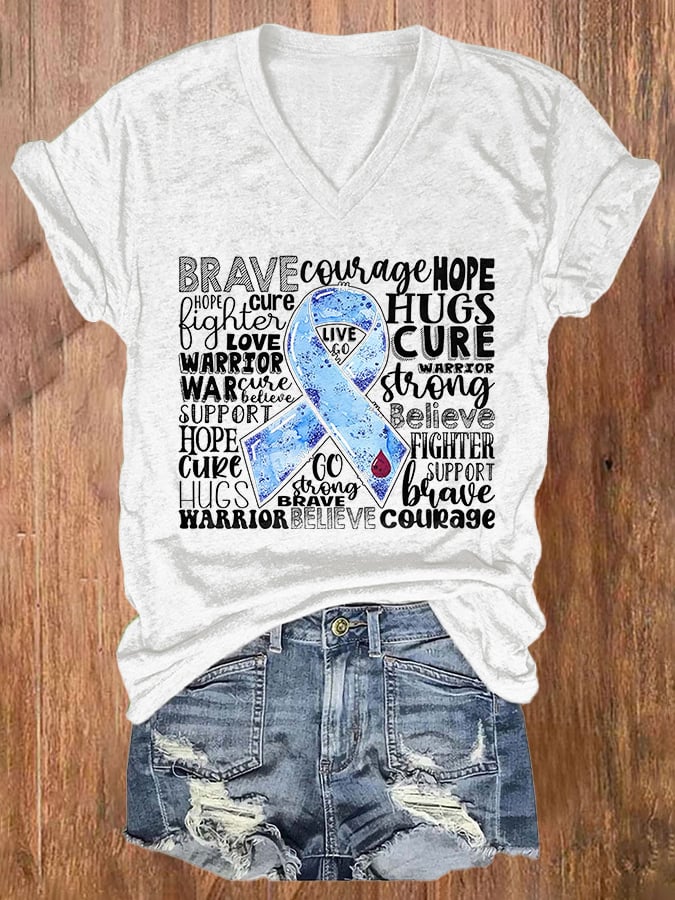 Women's Casual Diabetes Awareness Printed Short Sleeve T-Shirt
