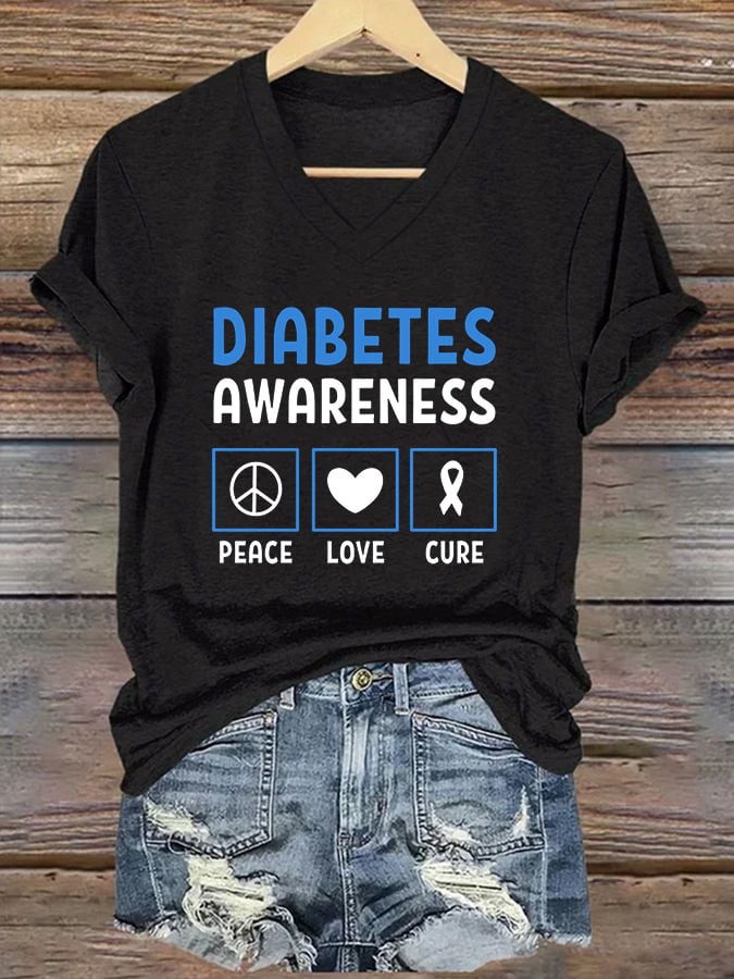 Women's Diabetes Awareness Print T-Shirt