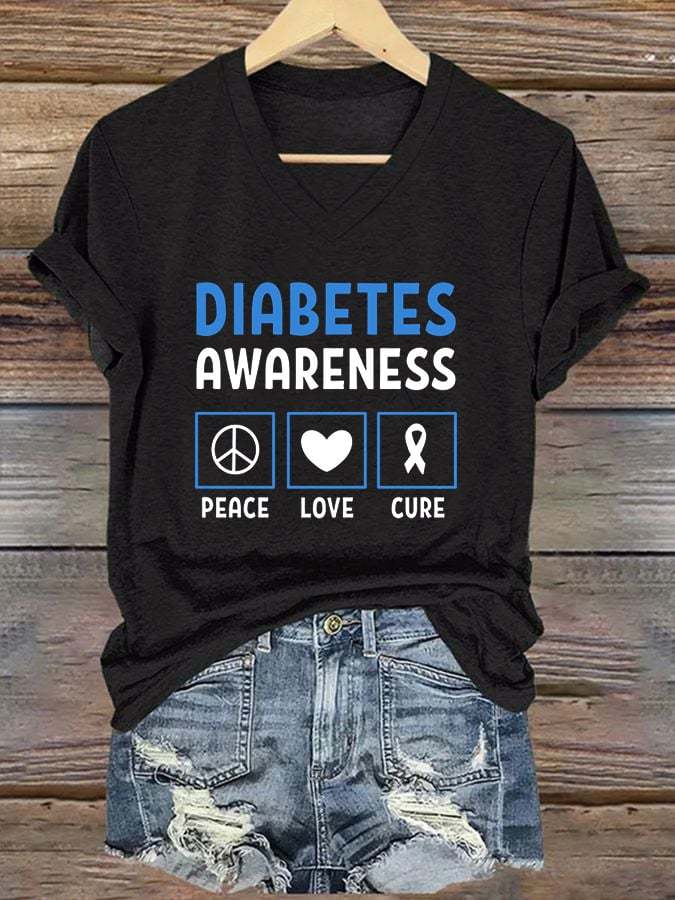 Women's Diabetes Awareness Print T-Shirt