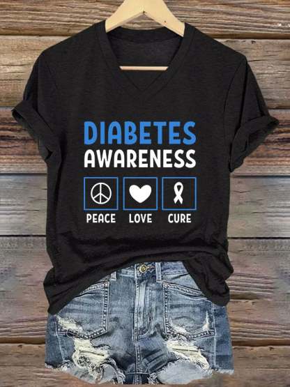 Women's Diabetes Awareness Print T-Shirt