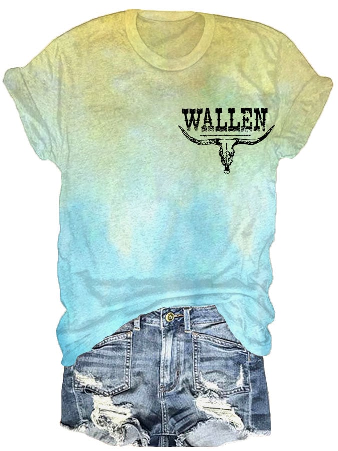 Women's Wallen Last Night We Let The Liquor Talk Print Casual Loose T-Shirt