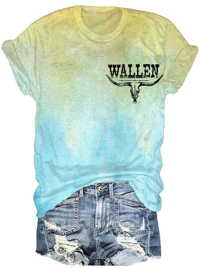Women's Wallen Last Night We Let The Liquor Talk Print Casual Loose T-Shirt