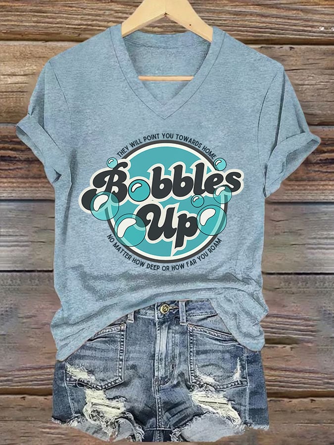 V-Neck Retro They Will Point You Towards Home No Matter How Deep Or How Far You Roam Print T-Shirt