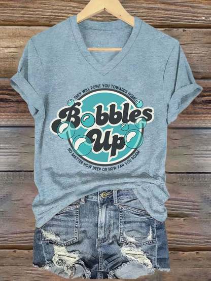 V-Neck Retro They Will Point You Towards Home No Matter How Deep Or How Far You Roam Print T-Shirt