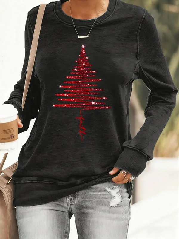 Women's Christmas Tree Print Sweatshirt