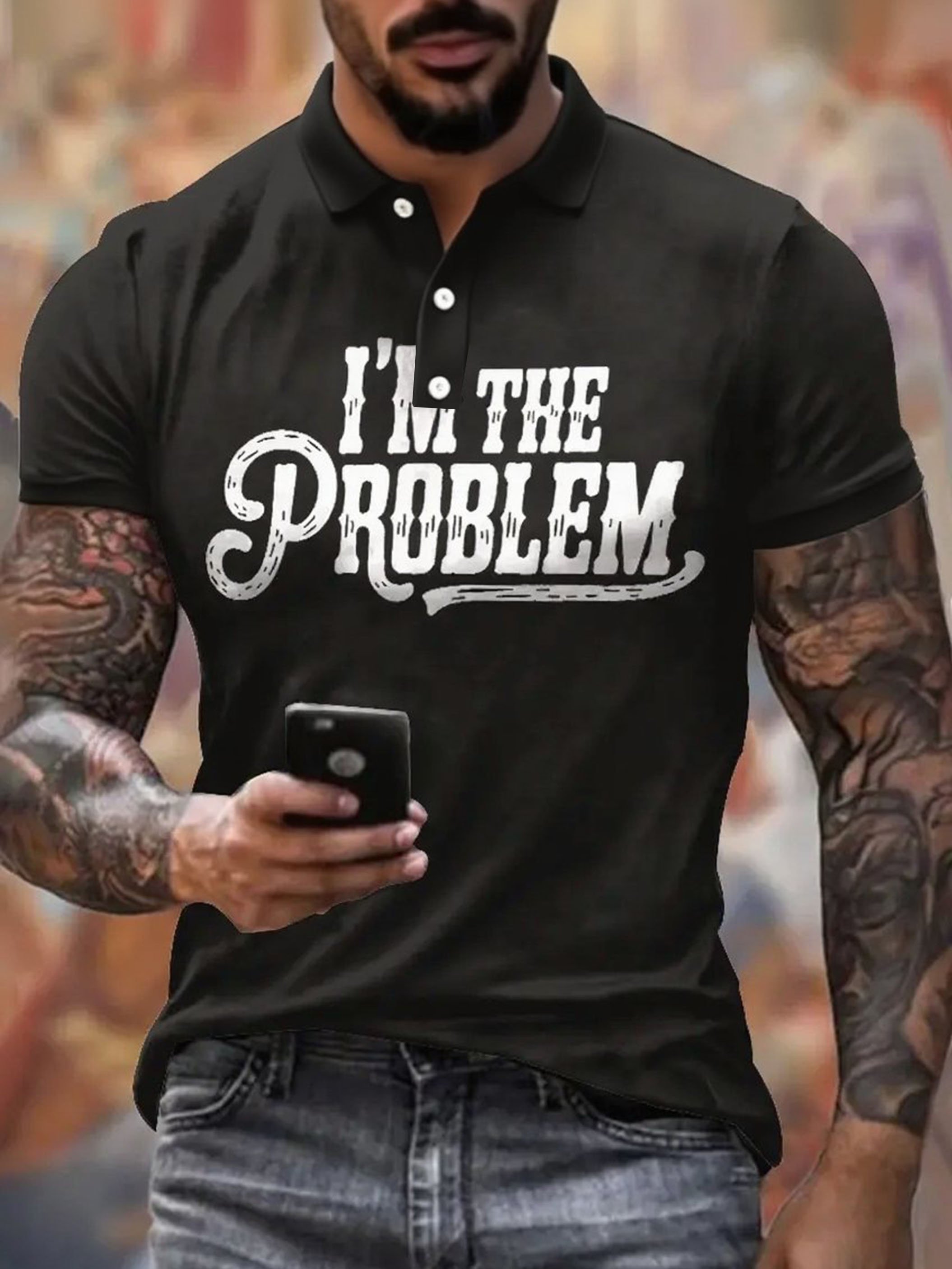 Men's I‘m The Problem Print Polo Shirt