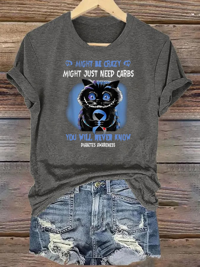 Women's Retro Diabetes Awareness  Print  T-Shirt