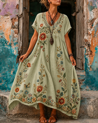 Women's Vacation Casual Boho Foral Sunny Beach Maxi Dress