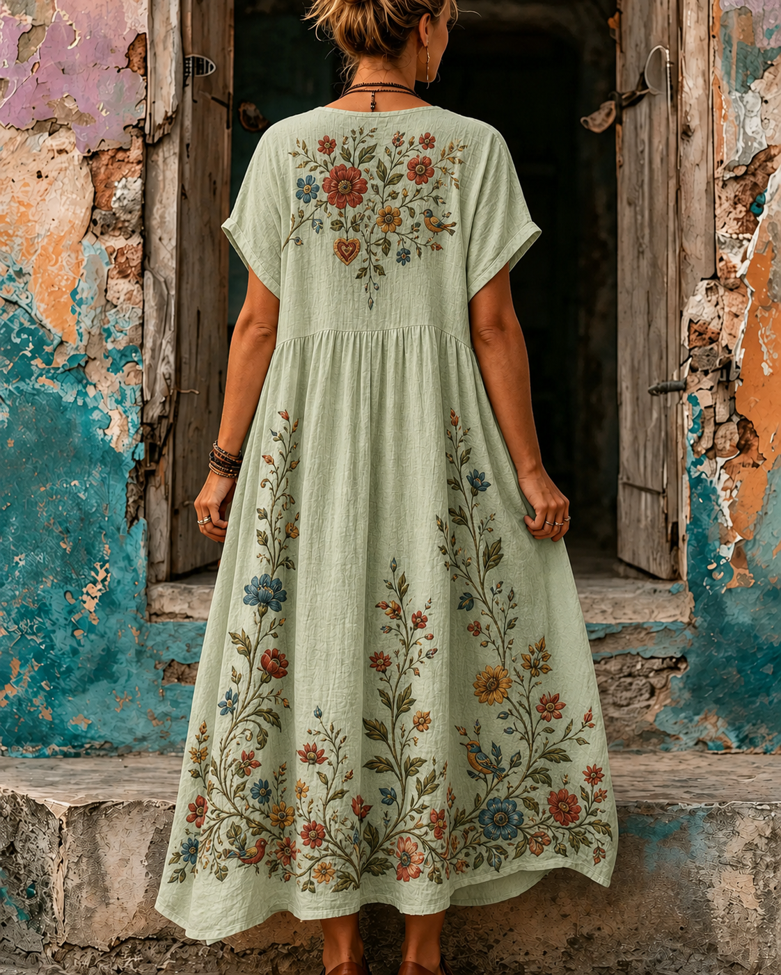 Women's Vacation Casual Boho Foral Sunny Beach Maxi Dress