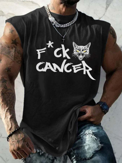 Men's Casual Hey Cancer Fuck You Based Print T Shirt