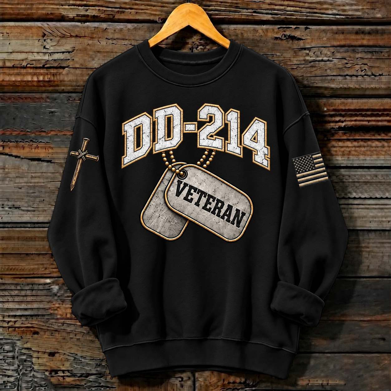 Women’s Veterans Day DD-214 Faith Printed Crewneck Sweatshirt
