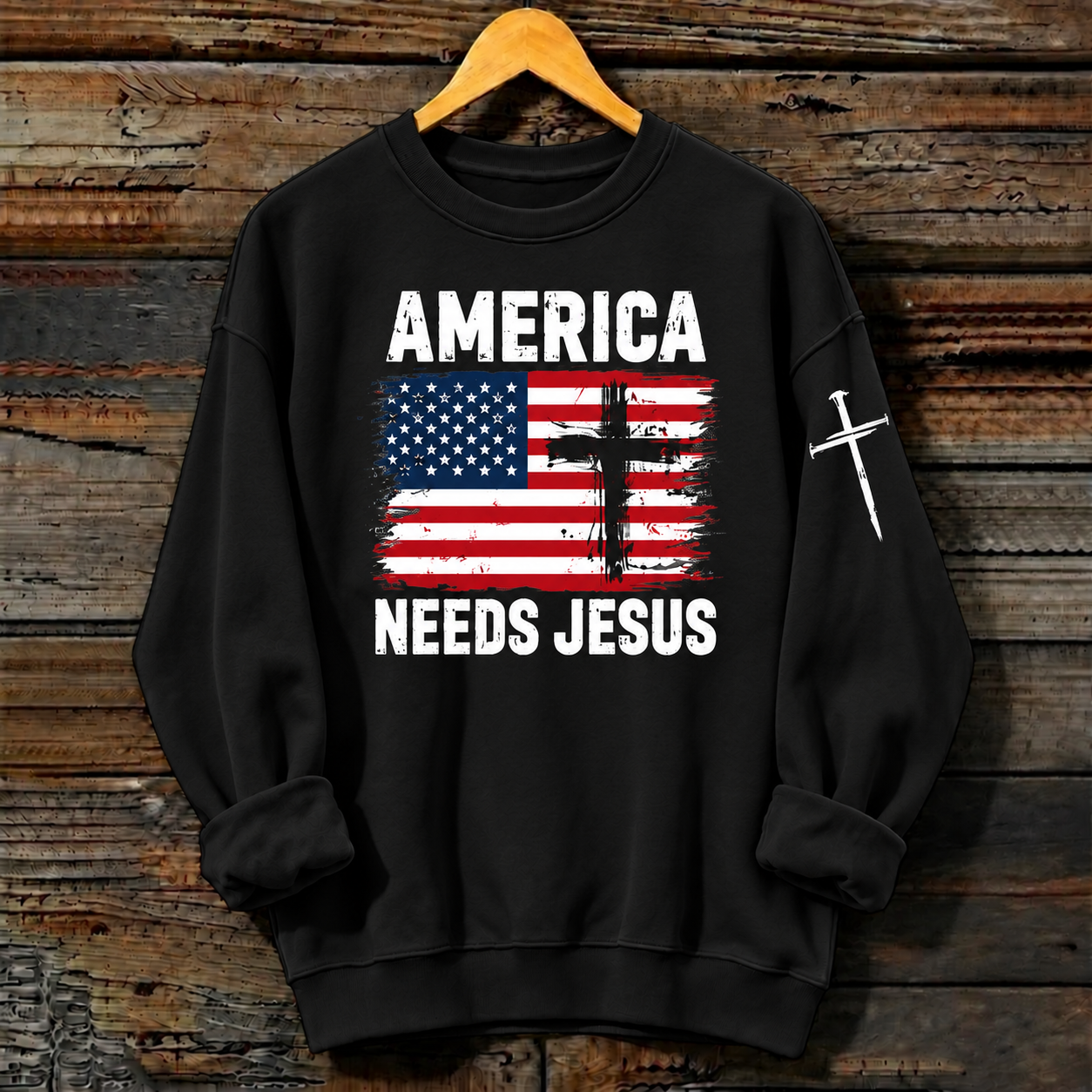 Women’s Veterans Day Faith Printed Crewneck Sweatshirt