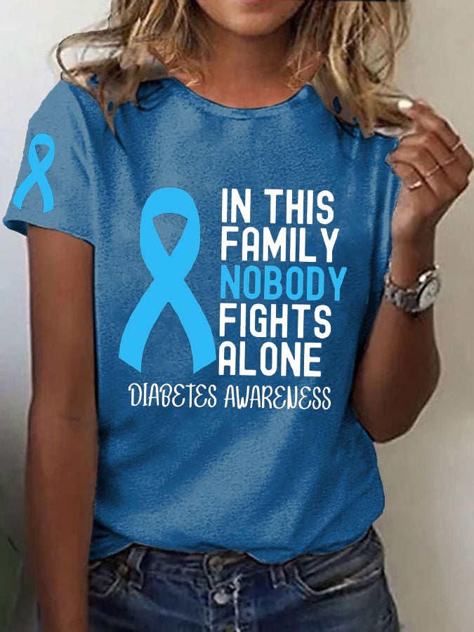 Women's Diabetes Awareness Print T-Shirt