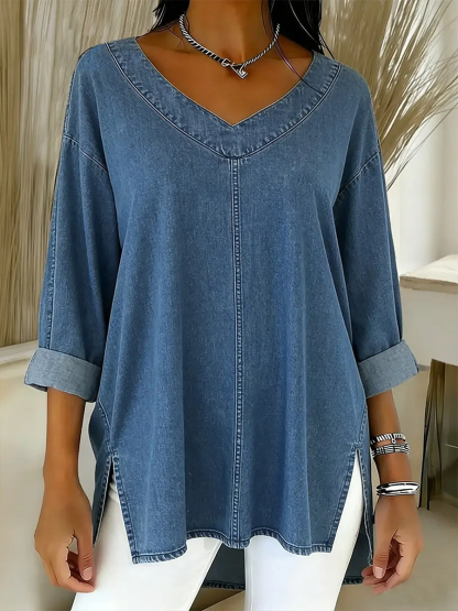 Women's Casual Washed Denim Cotton Top