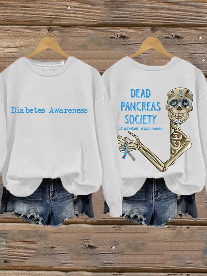 Retro Diabetes Awareness Dead Pancreas Society Print Sweatshirt