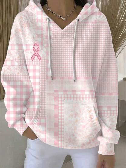 Women's Breast Cancer Awareness Print Casual Sweatshirt
