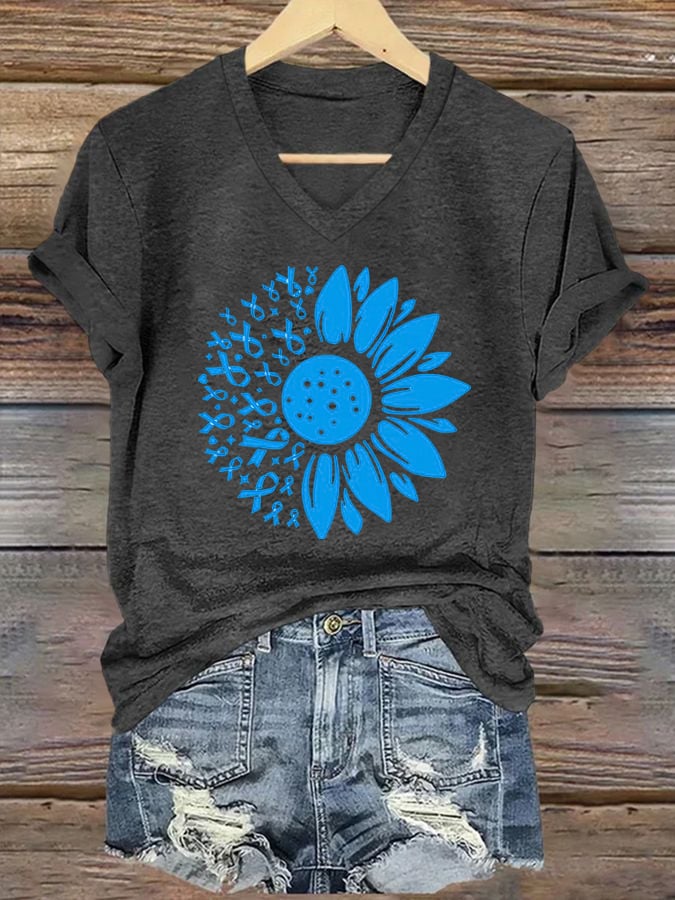 Women's Diabetes Awareness Print Casual T-shirt