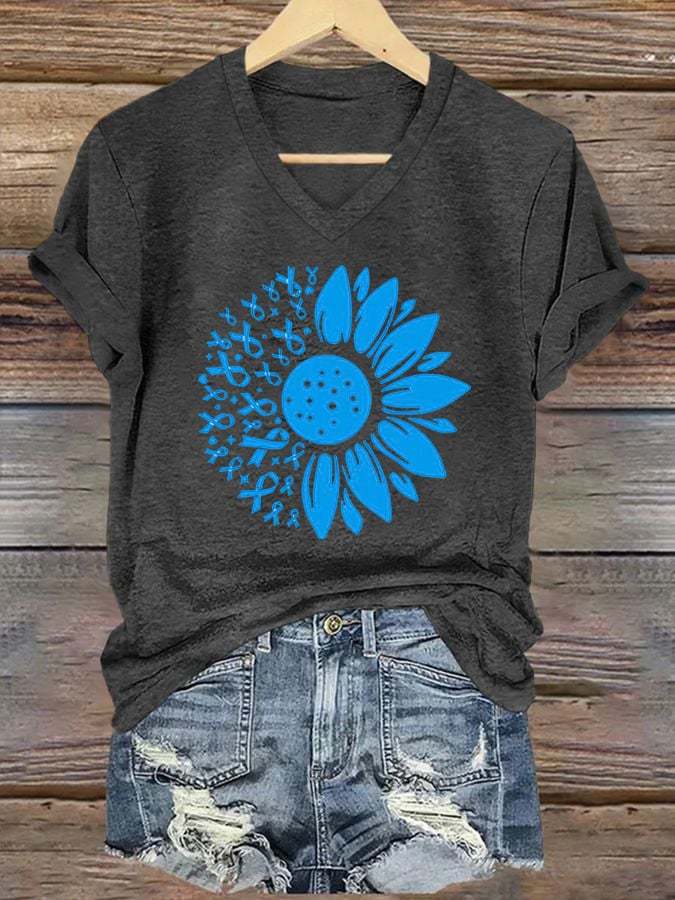 Women's Diabetes Awareness Print Casual T-shirt