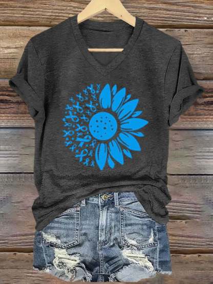 Women's Diabetes Awareness Print Casual T-shirt