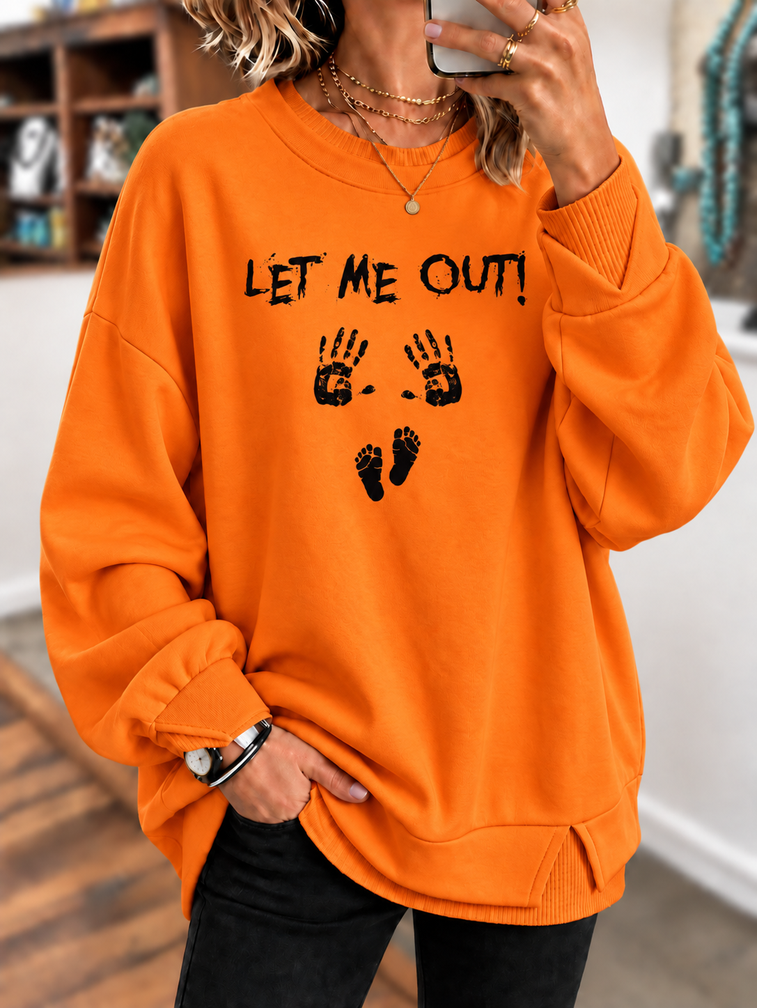 Let Me Out Funny Halloween Printed Sweatshirt