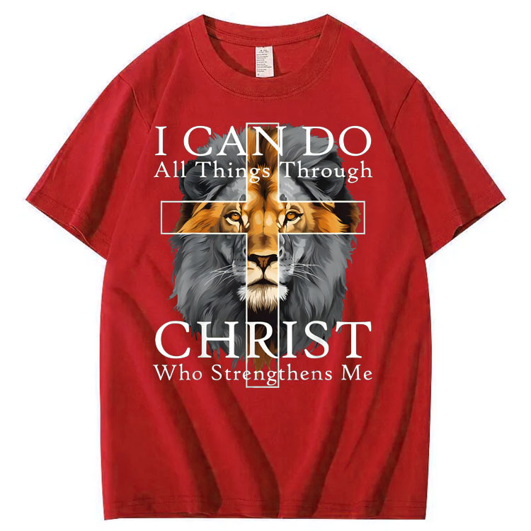 I Can Do All Things Through Christ Who Strengthens Me Pattern Print T-Shirt