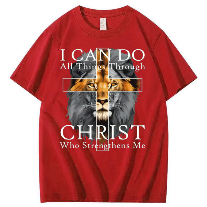 I Can Do All Things Through Christ Who Strengthens Me Pattern Print T-Shirt