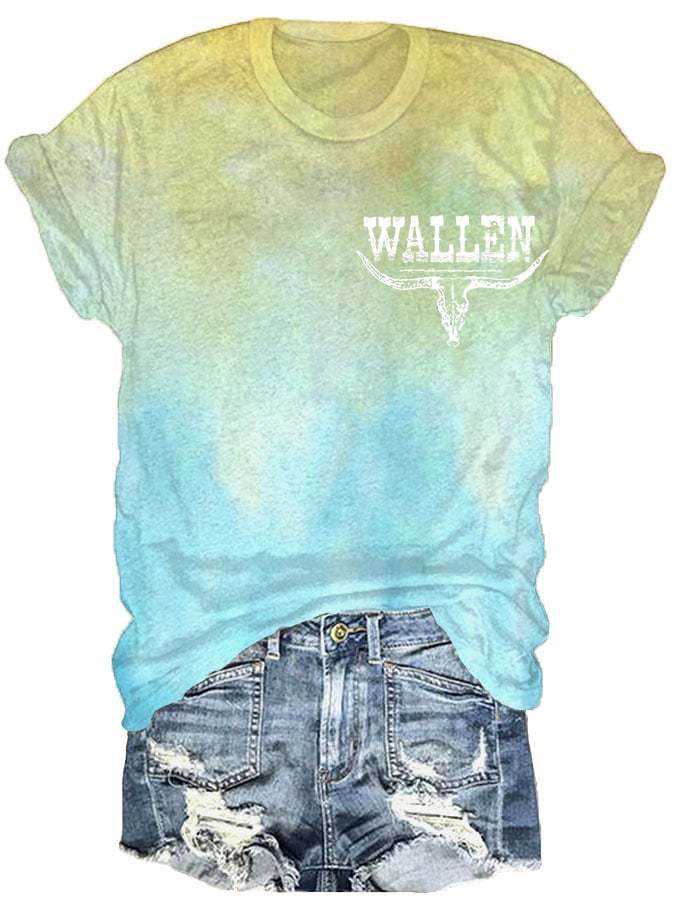 Women's Wallen Last Night We Let The Liquor Talk Print Casual Loose T-Shirt