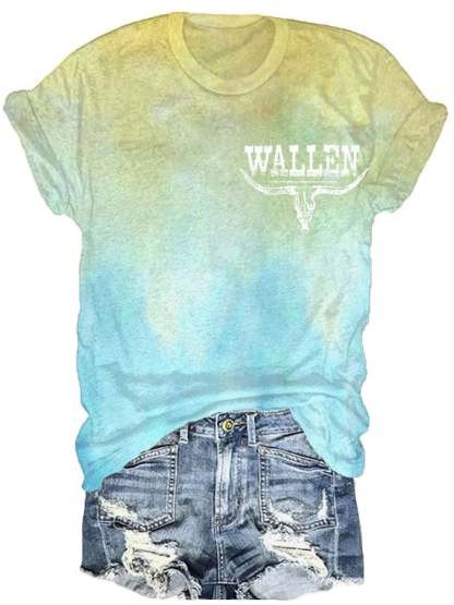Women's Wallen Last Night We Let The Liquor Talk Print Casual Loose T-Shirt