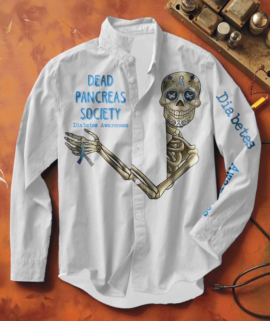 Men'S Retro Diabetes Awareness Dead Pancreas Society Long Sleeve Shirt
