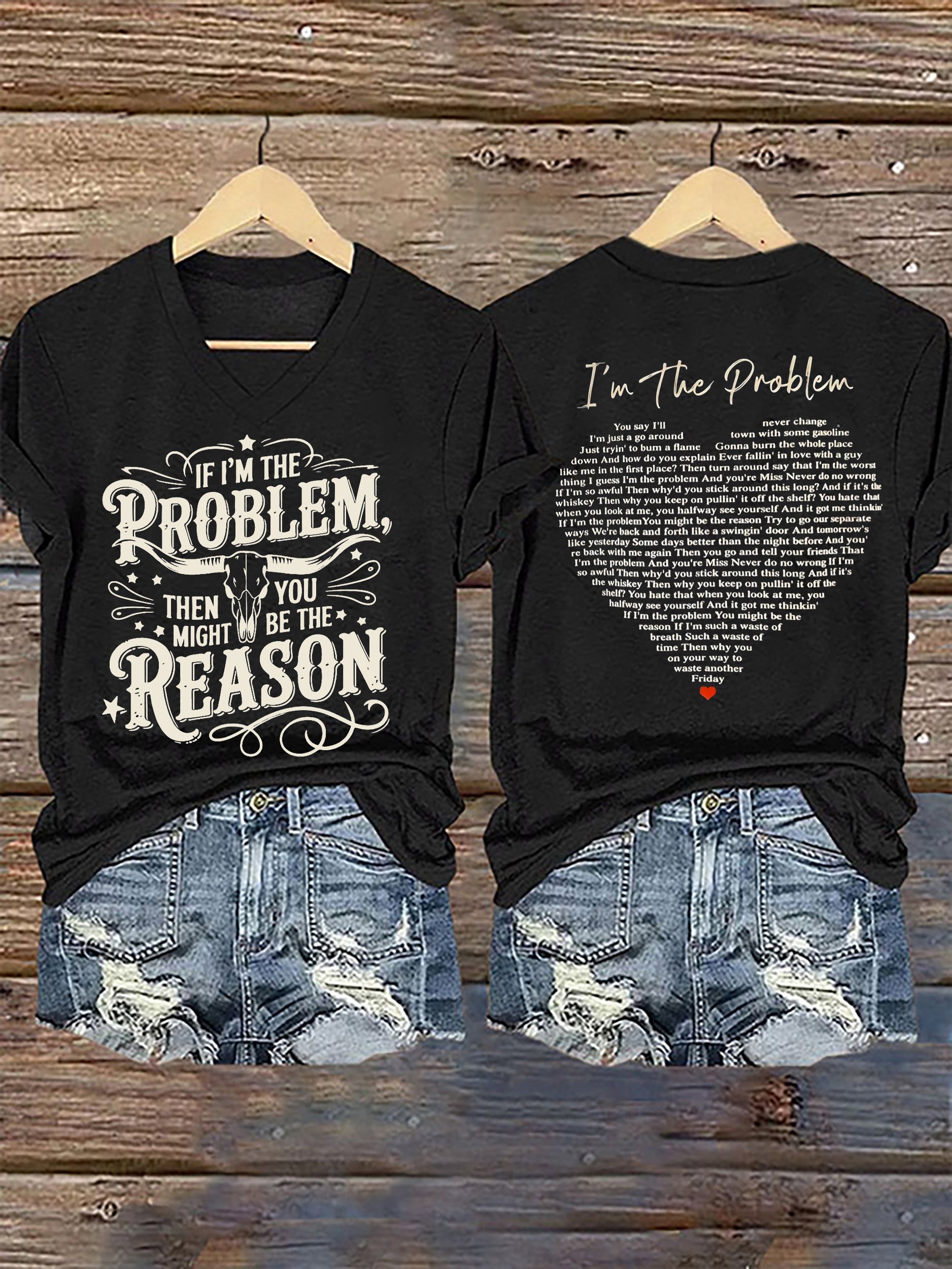 Women's If I'm The Problem You Might Be The Reason Printed Short-Sleeved T-Shirt