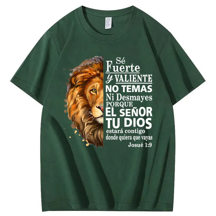 Valiente Josue 1:9 Spanish Christian Bible Verse T-Shirt