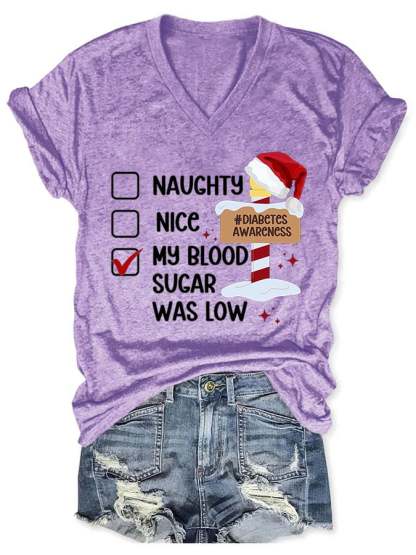 Women's Casual Diabetes Awareness Printed Short Sleeve T-Shirt