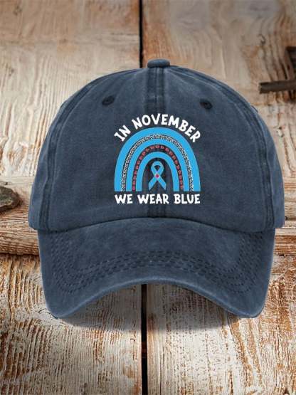 Diabetes Awareness In November We Wear Blue Print Baseball Cap