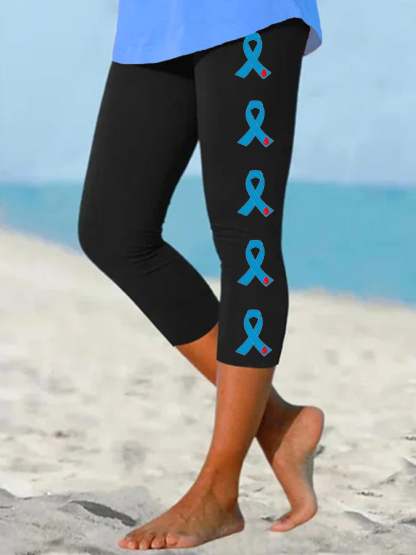 Women's Diabetic Blue Ribbon Casual Leggings