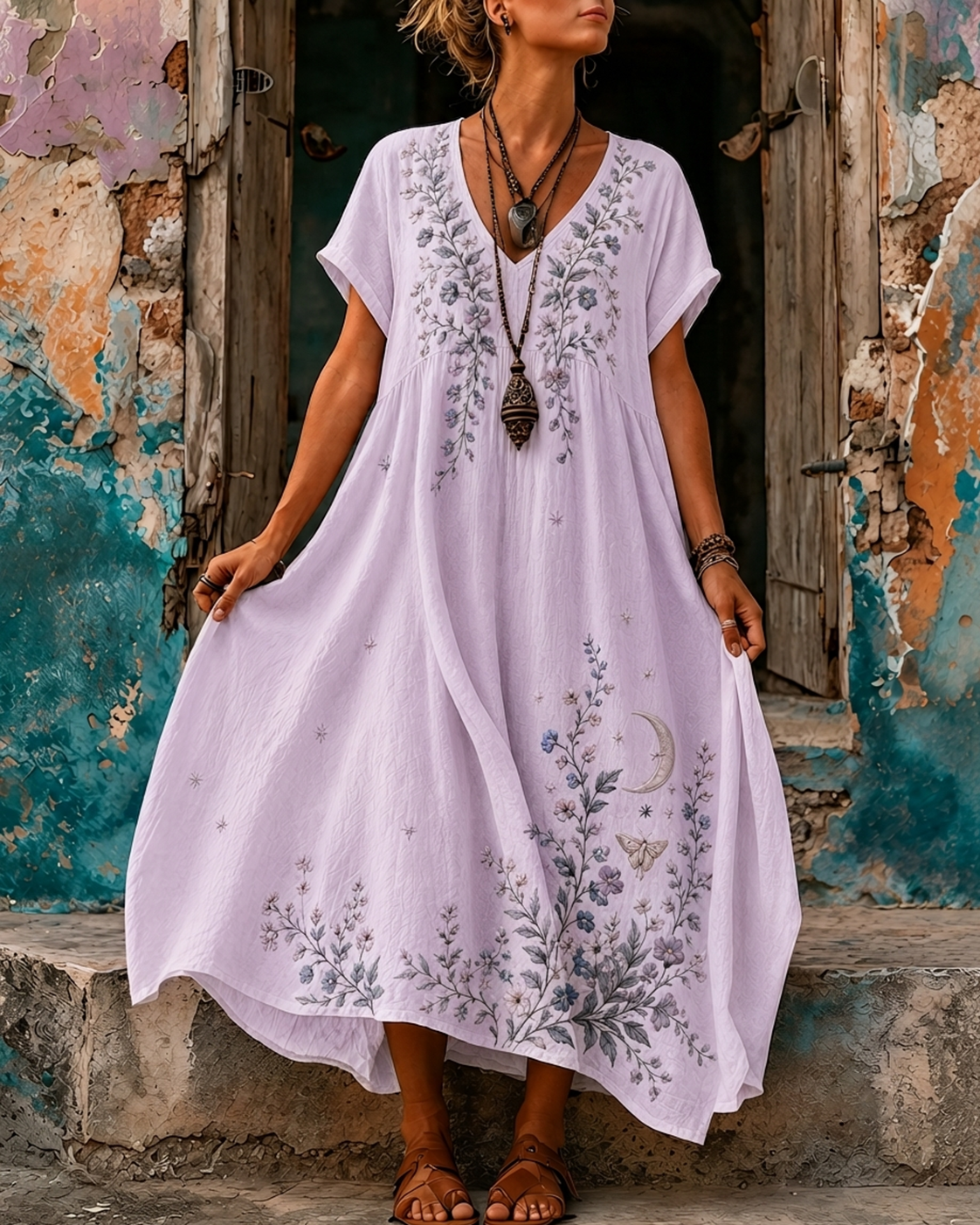 Women's Vacation Casual Boho Foral Sunny Beach Maxi Dress