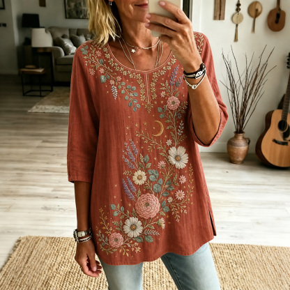 Women's Vintage Foral Print Blouse
