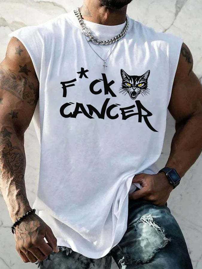Men's Casual Hey Cancer Fuck You Based Print T Shirt