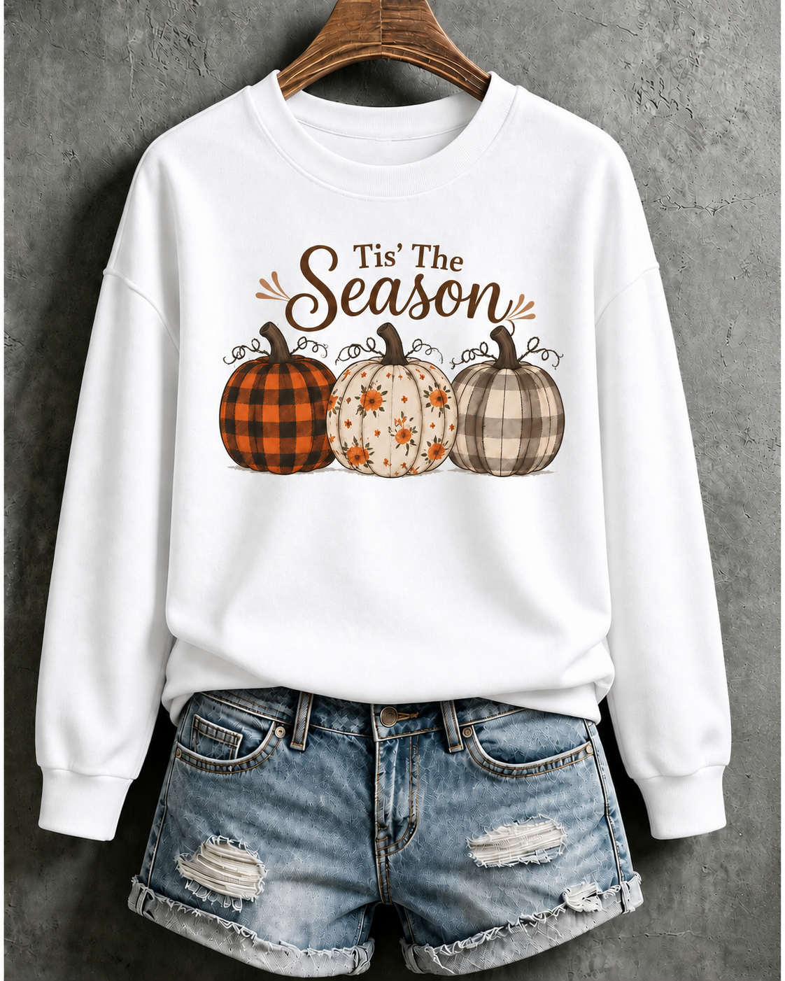 Tis' The Season Fall Style Pumpkin Thanksgiving Cotton Fleece Sweatshirt