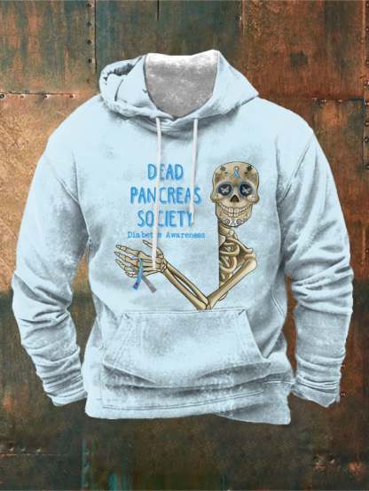 Men's Dead Pancreas Society Diabetes Awareness Print Hoodie
