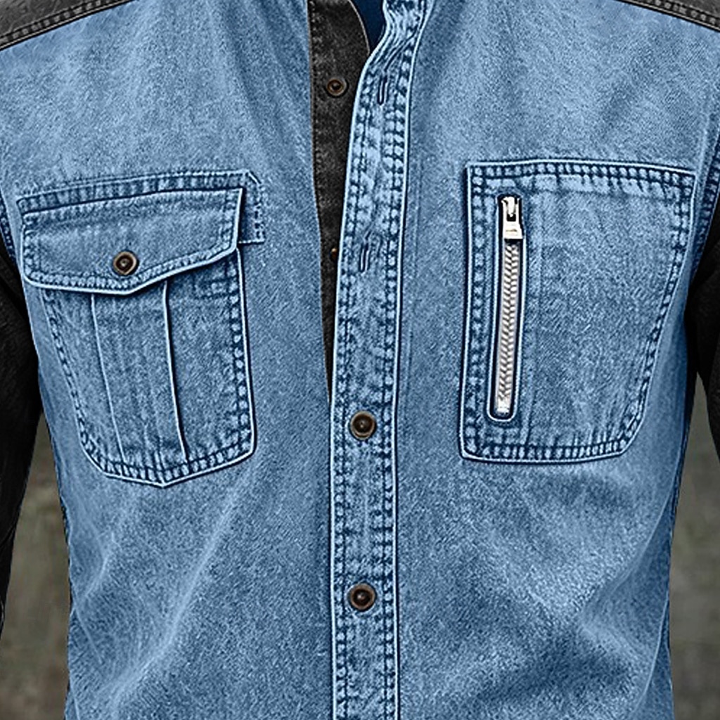 Men Shirt Garment Dyed Acid Wash Shirt Blue Wine Green khaki Long Sleeve Plain Mandarin Collar Casual Daily Pocket Clothing Apparel Elegant Vintage Fashion Casual 2026 - $35.99 –P5