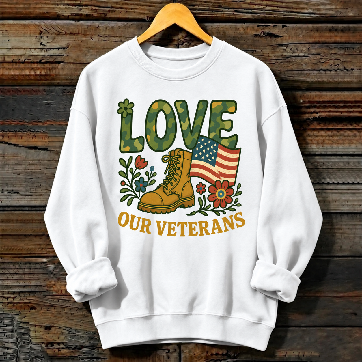 Women’s Veterans Day Printed Crewneck Sweatshirt