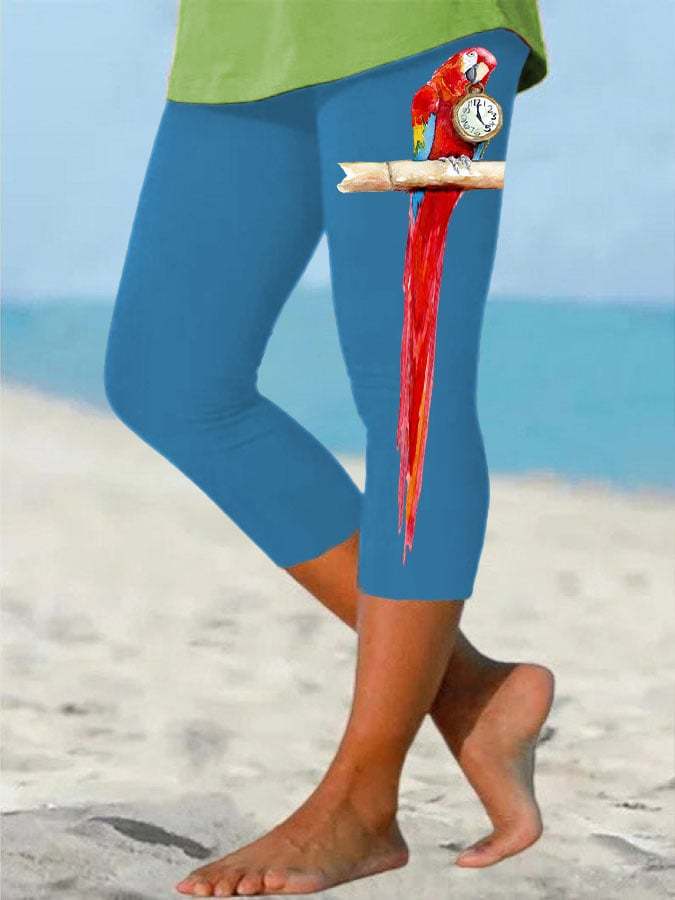 Women's 5 O'clock Parrot Print Casual Leggings