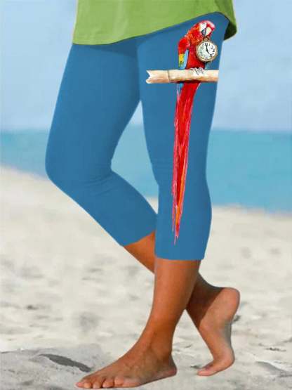Women's 5 O'clock Parrot Print Casual Leggings