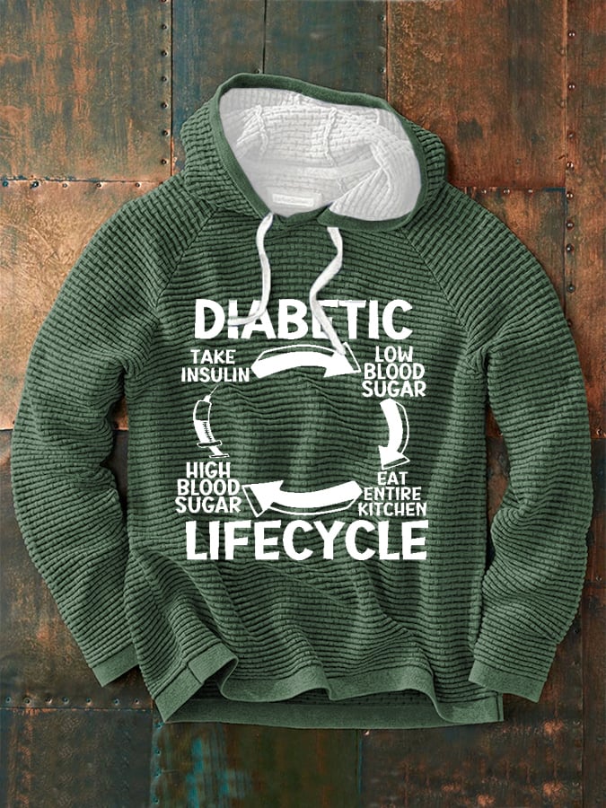 Men's Diabetic Life Cycle Diabetes Support Awareness Print Sweatshirt