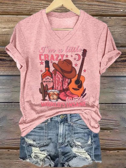 Women's I'm A Little Crazy Printed Short-Sleeved T-Shirt