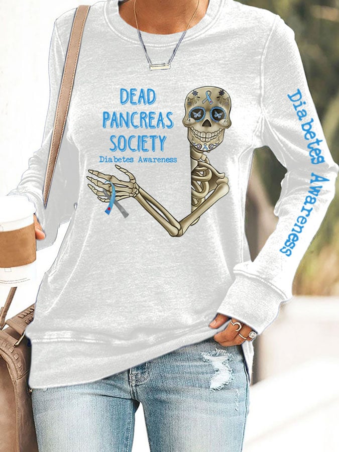 Retro Diabetes Awareness Dead Pancreas Society Print Sweatshirt