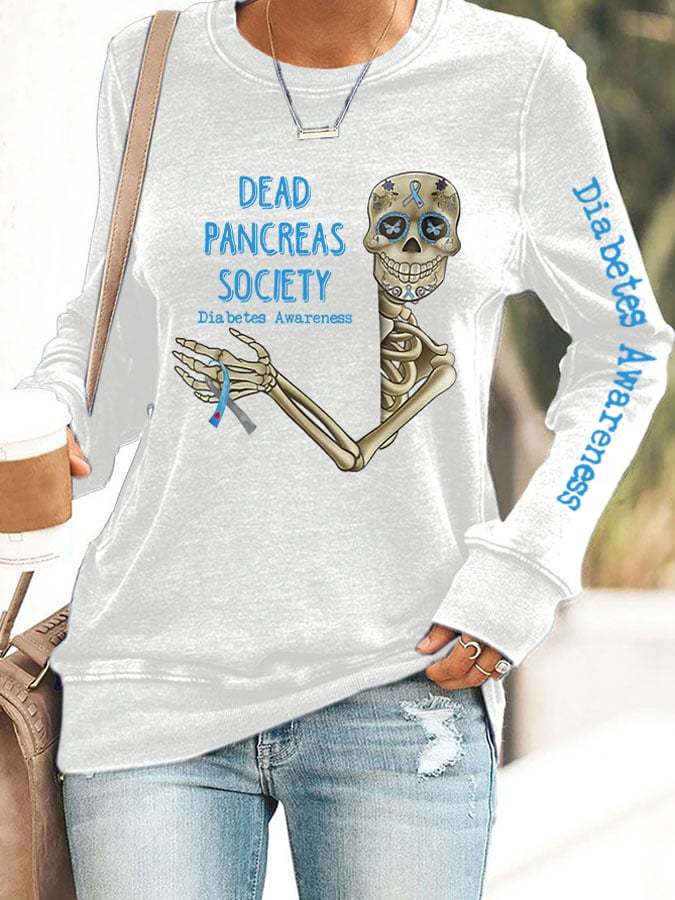 Retro Diabetes Awareness Dead Pancreas Society Print Sweatshirt