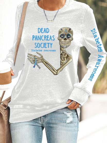 Retro Diabetes Awareness Dead Pancreas Society Print Sweatshirt