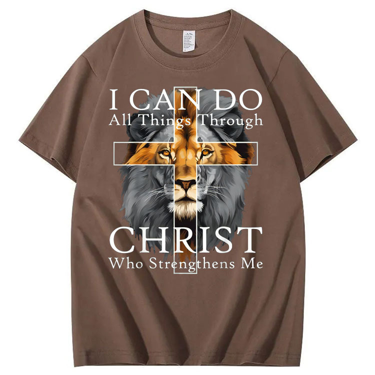 I Can Do All Things Through Christ Who Strengthens Me Pattern Print T-Shirt