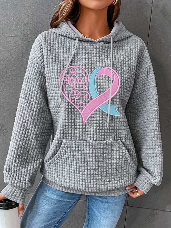 Women's Pink Heart Print Hoodie